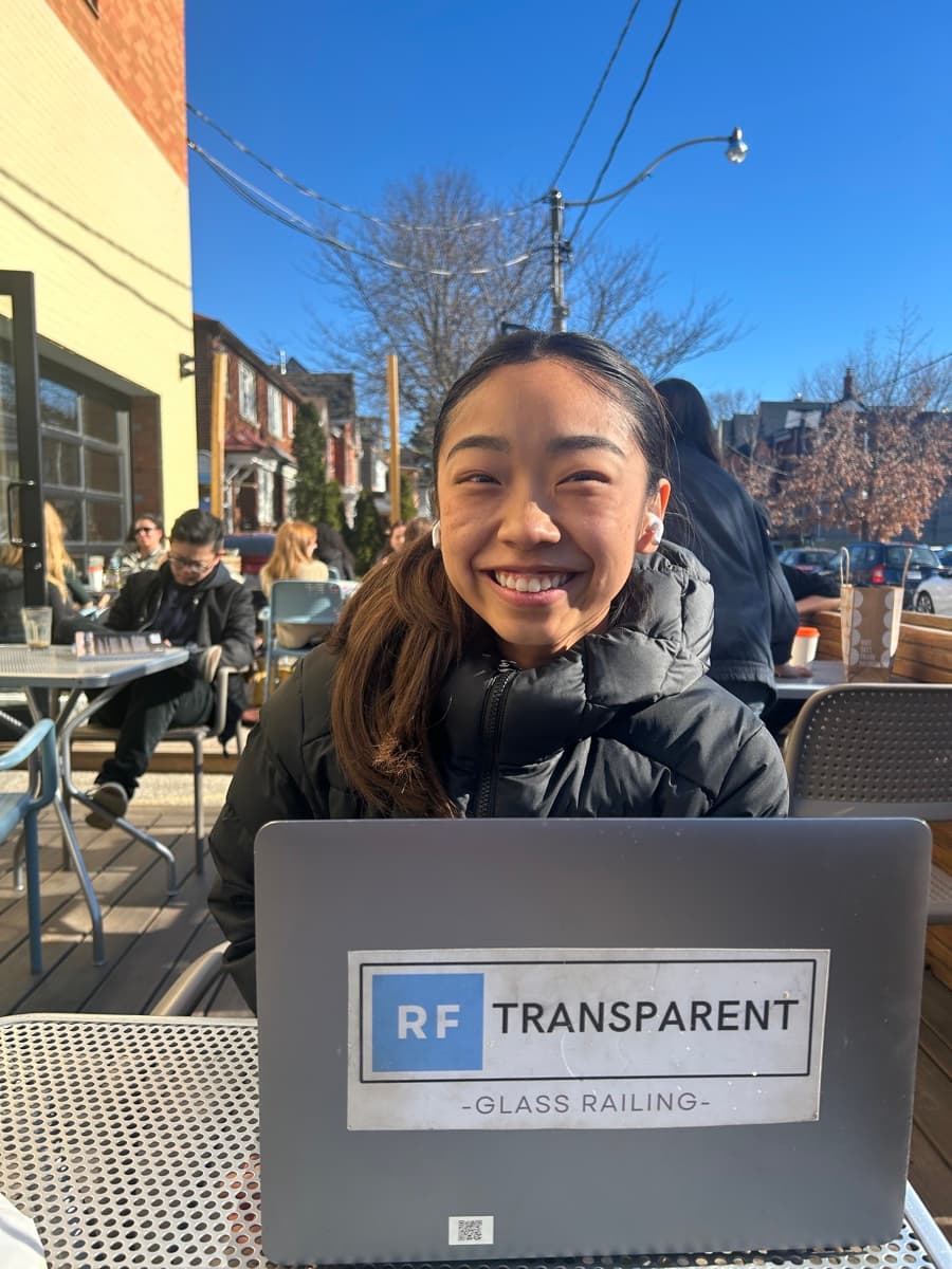 Fuanne next to an RF Transparent glass railing installation